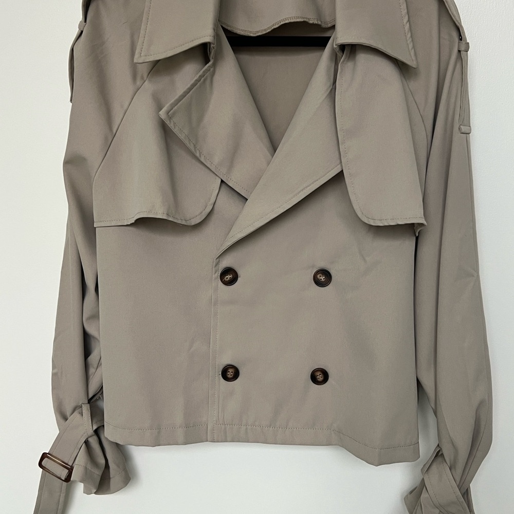Women's Tan Double-Breasted Jacket - Picture 2 of 5